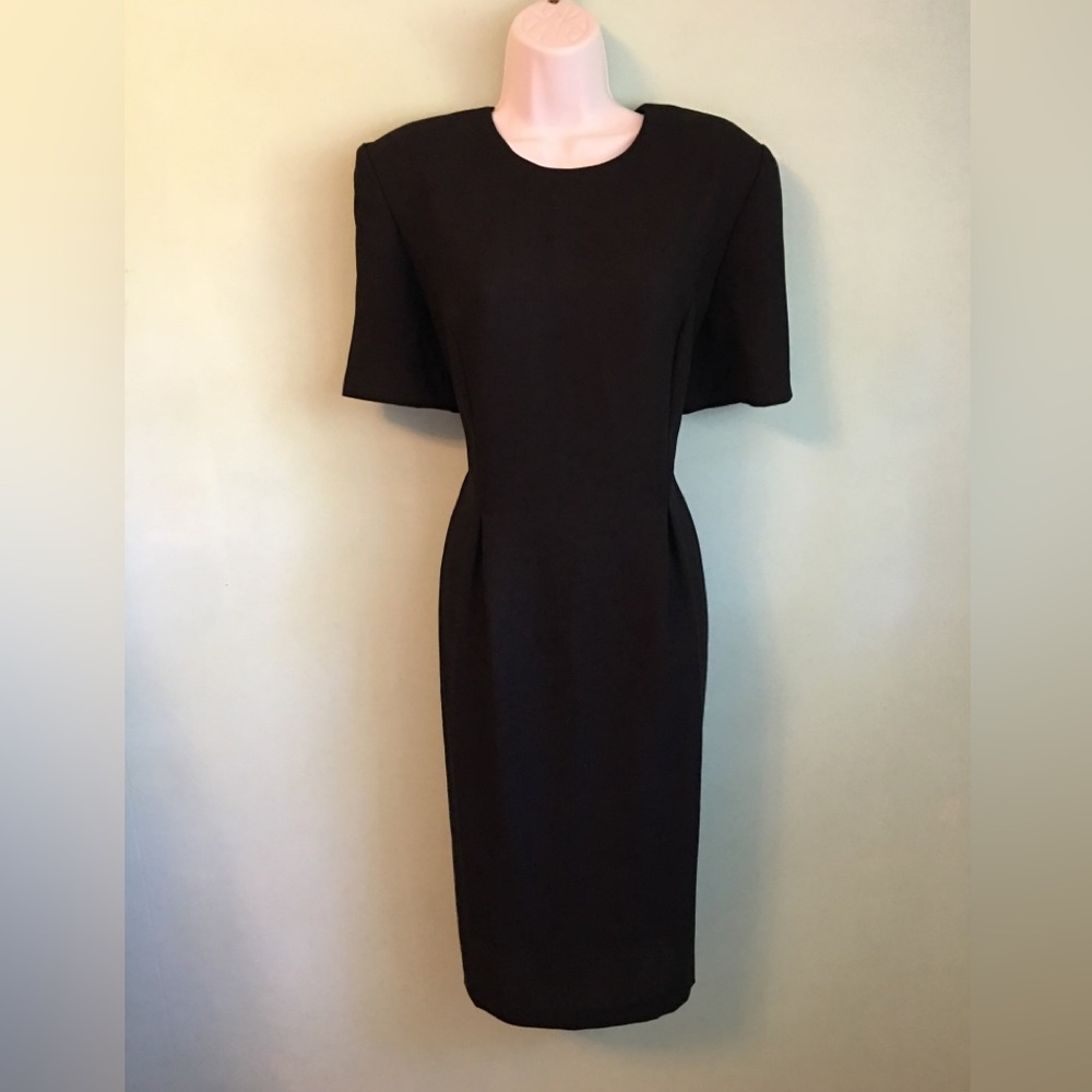 Vintage Leslie Fay Black Crepe Dress size 14